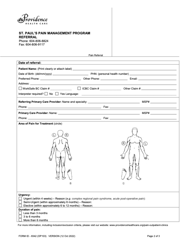 Providence Health Care St. Paul’s Pain Management Program The Oscar