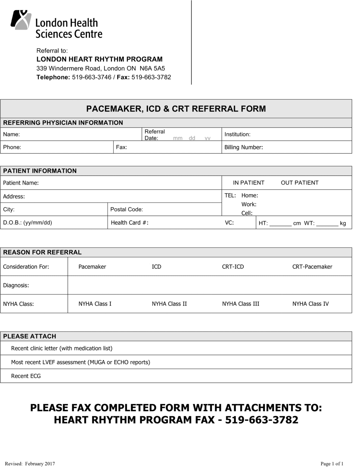 London Health Sciences Centre Pacemaker/ICD/CRT eForm 2024 – The Oscar ...