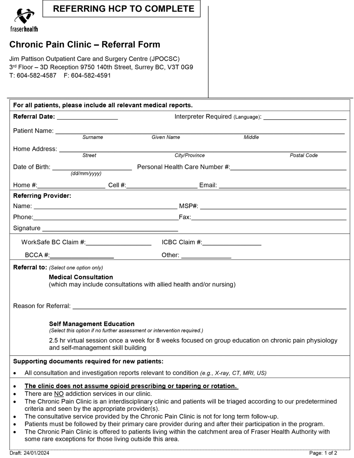 Pcss Questionnaire JPOCSC Chronic Pain Clinic – The Oscar Galaxy