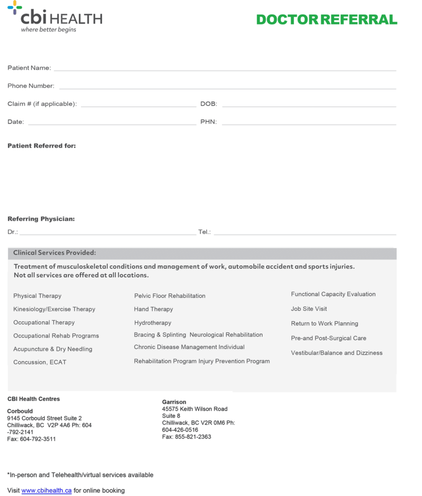 Canadian Back Institute Chilliwack Referral 2024 – The Oscar Galaxy