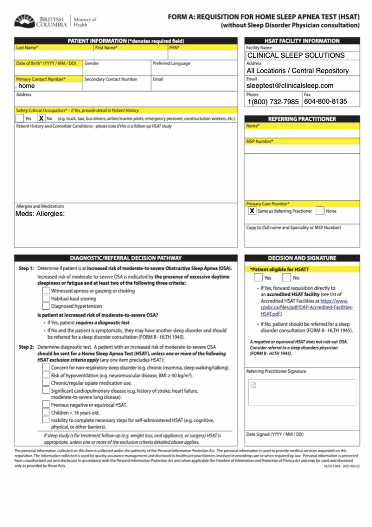 Hsat Data Home Sleep Apnea Testing (HSAT) eFORM – Clinical Sleep Solutions – The ...
