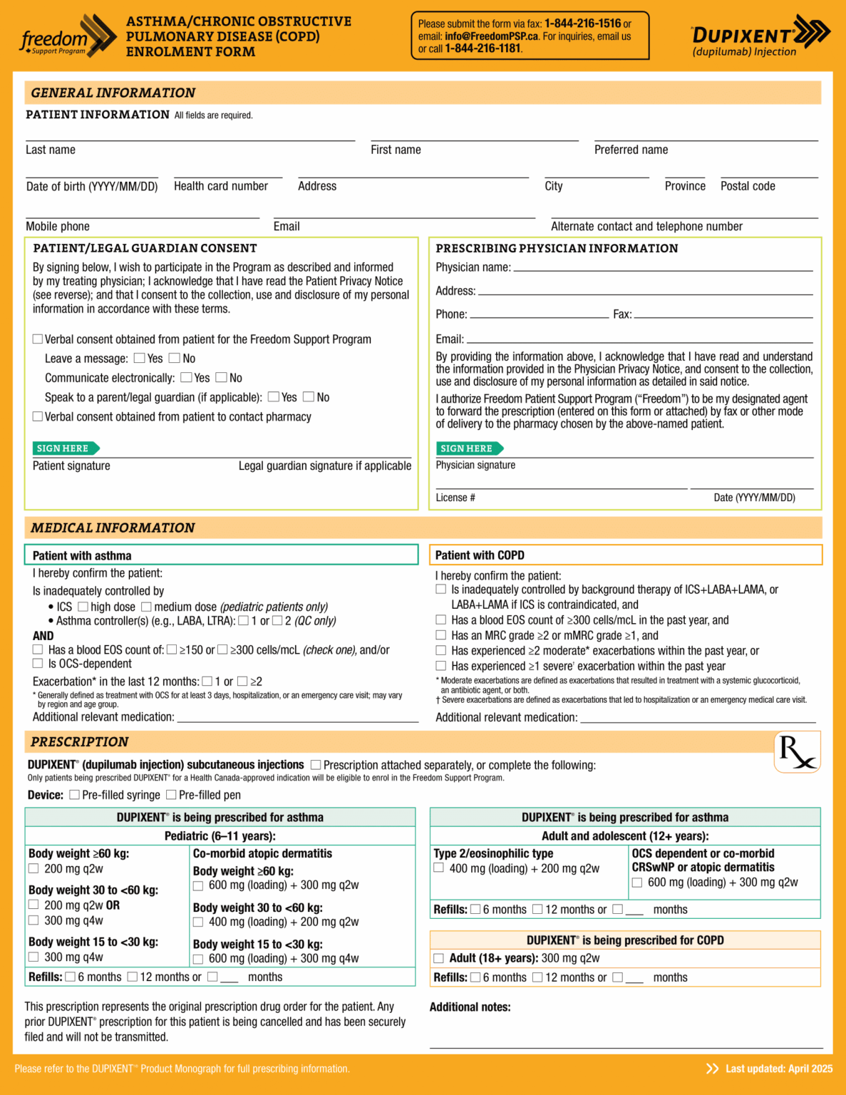Dupixent (dupilumab) PSP Enrolment Form Asthma COPD EN 2025 – The Oscar ...