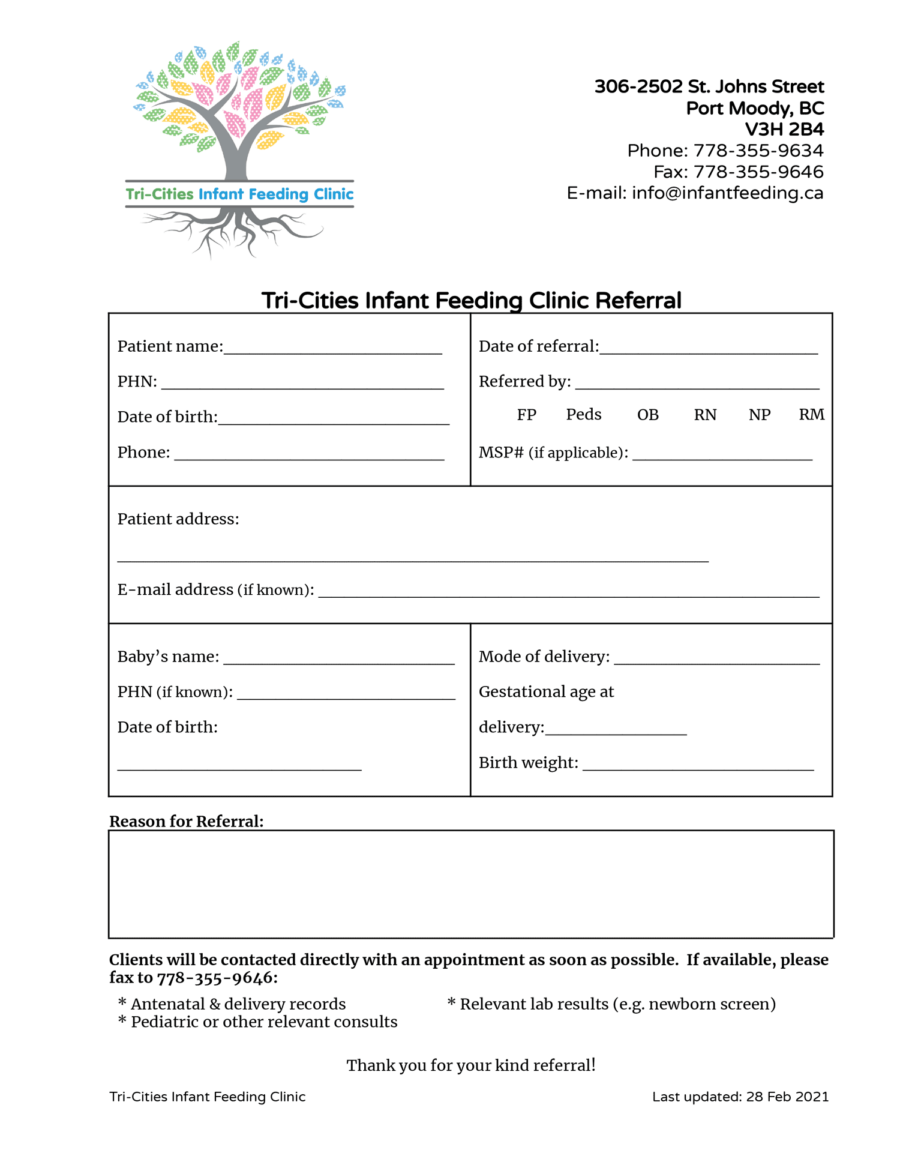 Tri-Cities Infant Feeding Clinic Referral February 2021