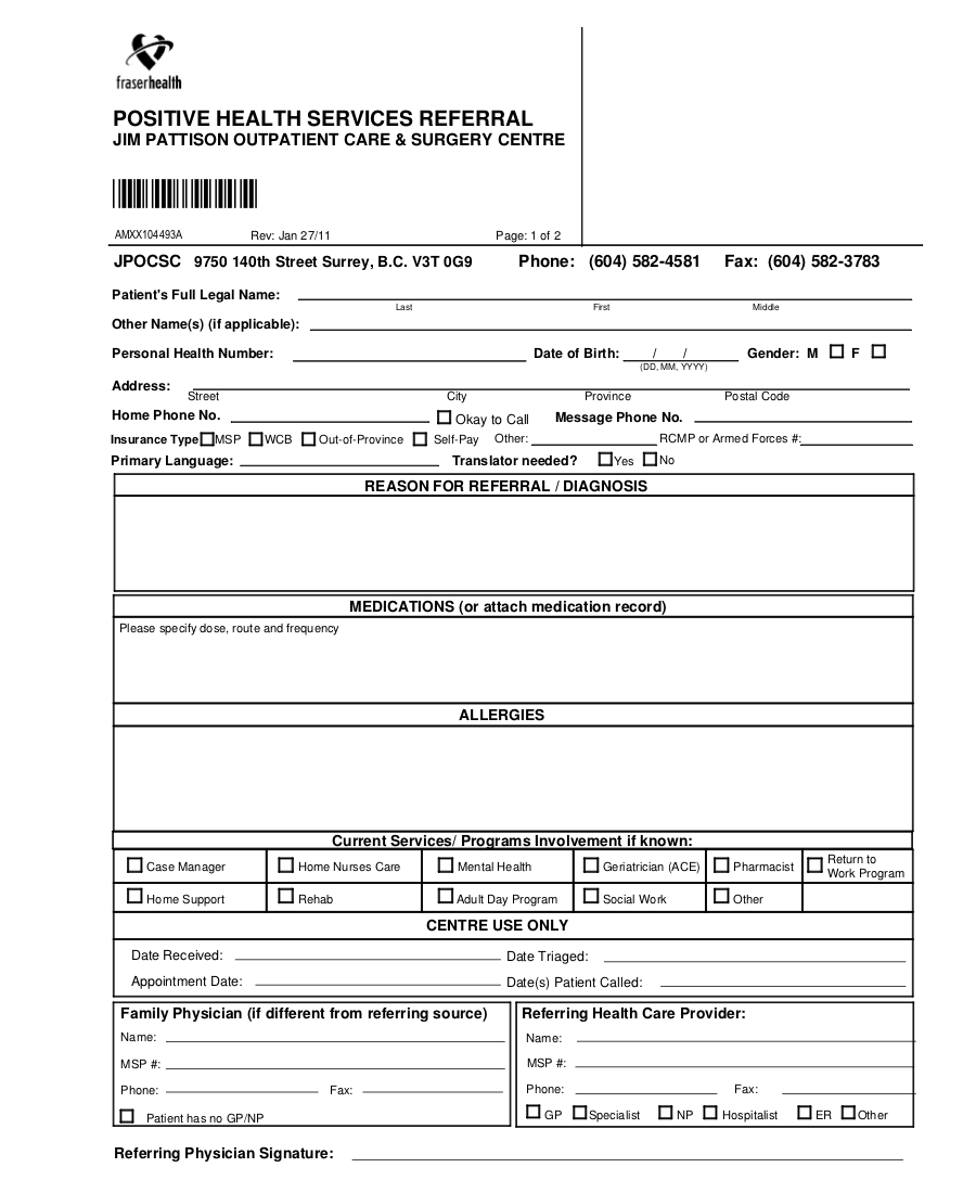 Positive Health Services Referral Form