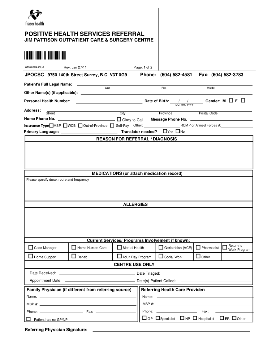 Positive Health Services Referral Form