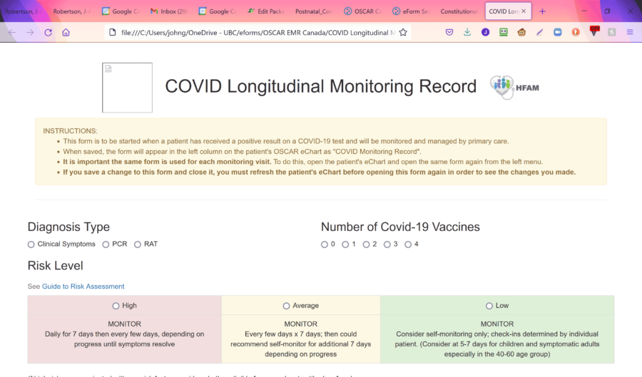 Covid Monitoring Record