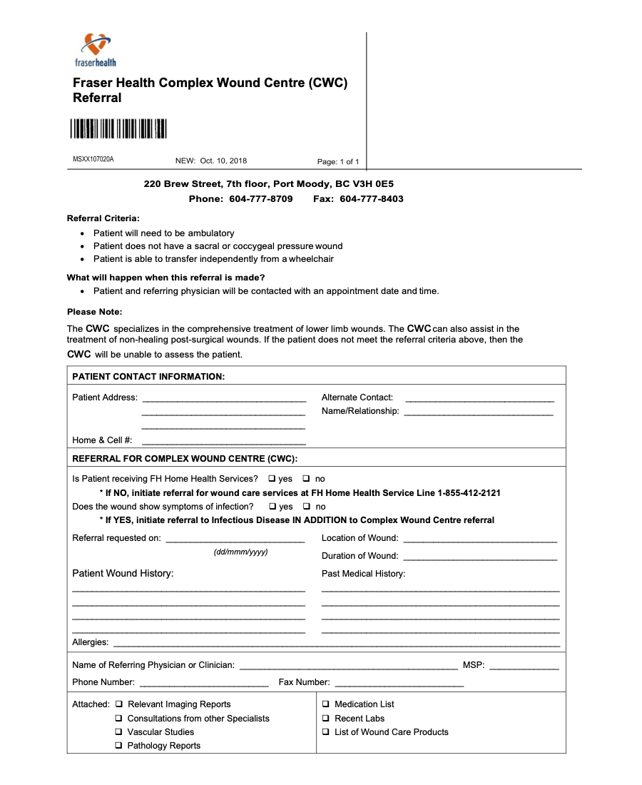 FHA Complex Wound Care Referral Form