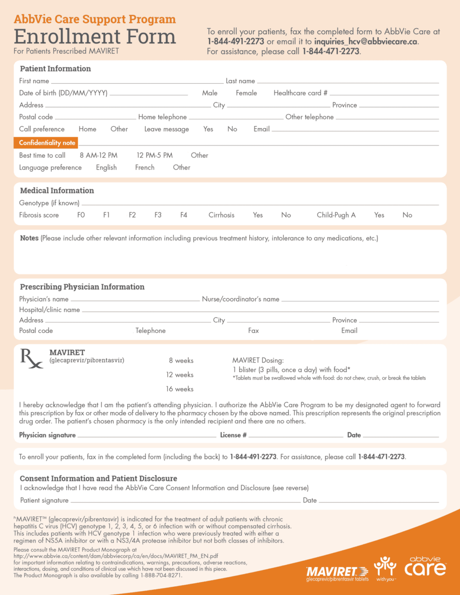 Maviret Patient Enrollment Form 2019