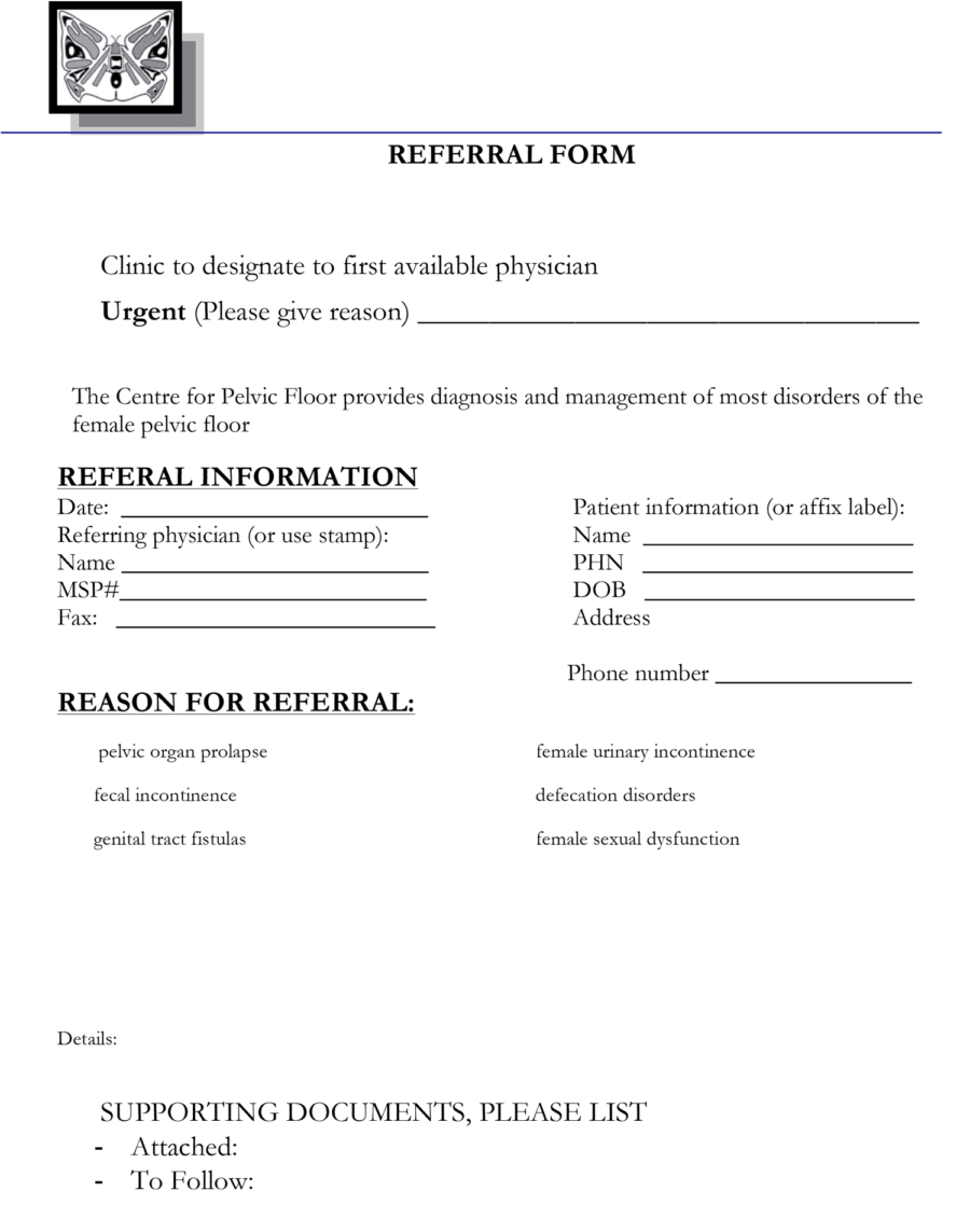 Centre for Pelvic Floor Competence 2018 referral form