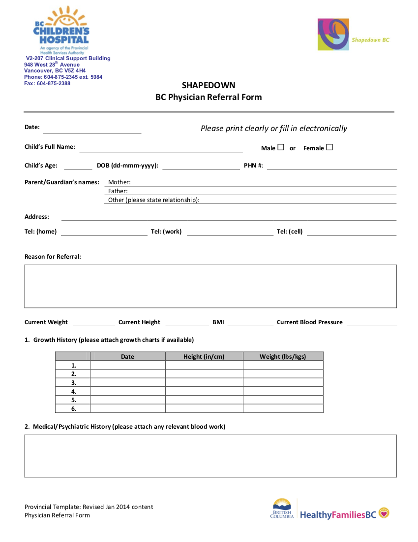 Shapedown BCCH referral form 2018