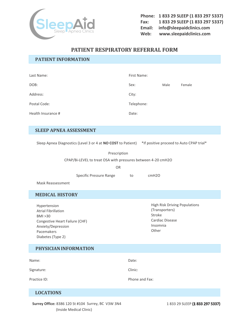 Sleep Aid Respiratory Care referral form 2018
