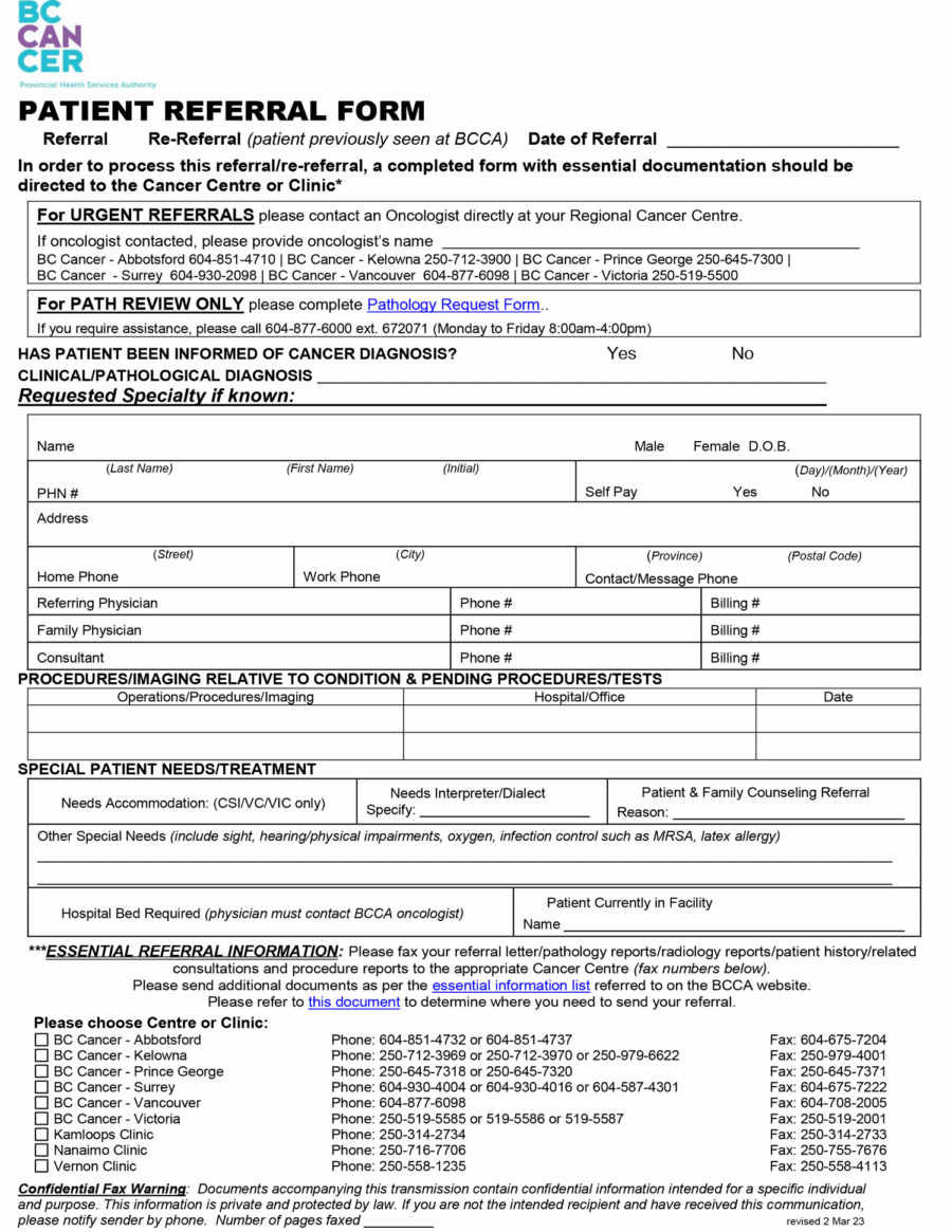 BCCA patient referral eForm 2023