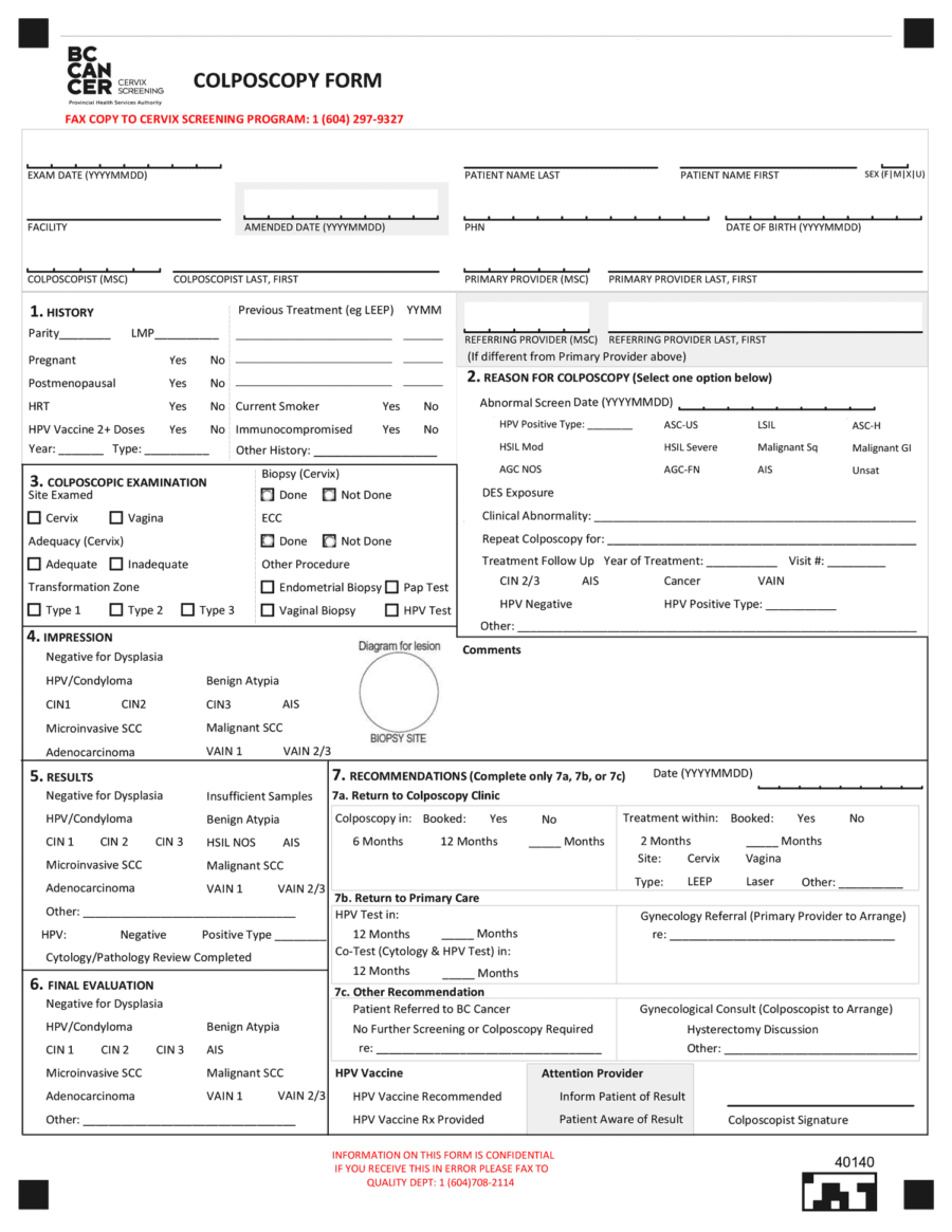 BCCA Colposcopy Encounter Form 2024